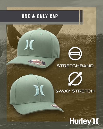 Hurley Mens Textured Fitted Baseball Cap, Moisture Wicking, Curved Brim - color: Veranda, size: Small-Medium