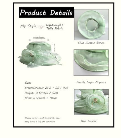Women's Kentucky Derby Church Dress Hat Wide Brim Leaf Flower Bridal Shower Hat - color: F12-fruit Green
