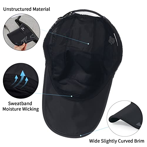Running Hat Mesh Quick Dry Hat Baseball Cap for Women Men - color: Black
