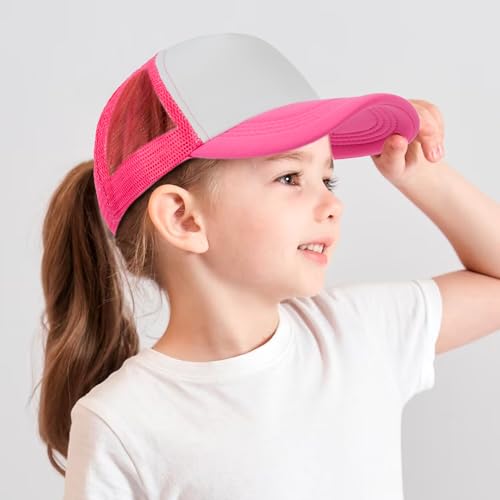 Kids-Girls-Trucker-Hat Adjustable-Baseball-Cap Toddler Mesh Sun Hats 2-6Y - color: Red