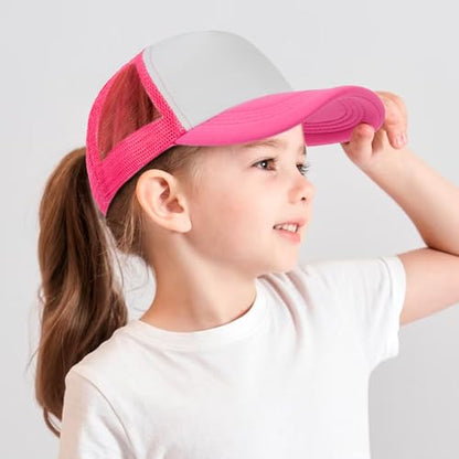 Kids-Girls-Trucker-Hat Adjustable-Baseball-Cap Toddler Mesh Sun Hats 2-6Y - color: Red