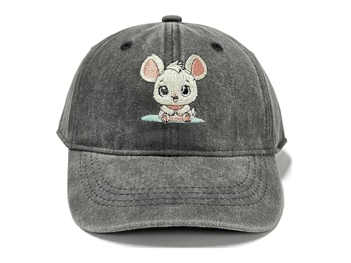 Adjustable Embroidery Animal Baseball Hat for Kid Toddler Child - color: Bunny (Washed Black)