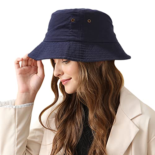 Unisex Bucket Hat Summer UPF 50+ Sun Protection Outdoor Beach Fishing Travel Hiking Hat - color: Navy Blue