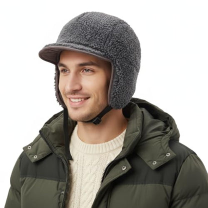 Unisex Winter Warm Aviator Earflap Hat Double-Side-Wear Sherpa Lined Trapper Hat Pilot Cap Outdoor Ski Hunting Cycling - color: Coffee