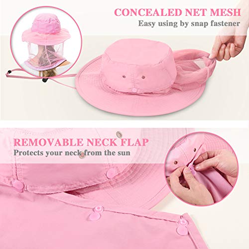 Palmyth Head Net Hat, Sun Hat Safari Hat - color: Pink