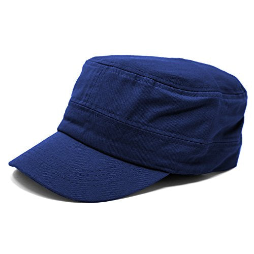 Classic Plain Cotton Cadet Military Patrol Style Cap - color: Blue