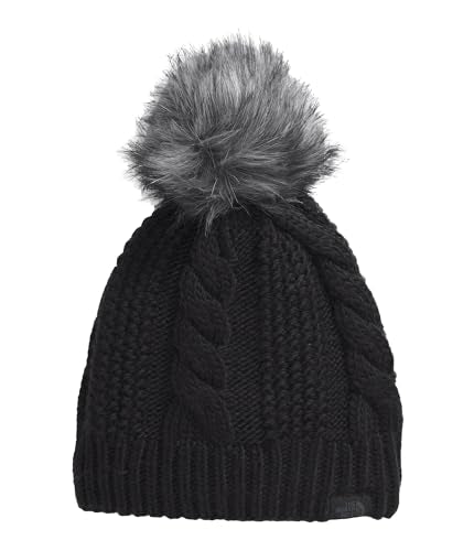 THE NORTH FACE Women's Oh Mega Fur Pom Lined Beanie | Deep Fit, Cuffed Winter Hat With Soft Cable Knit & Fleece Lining - color: Tnf Black