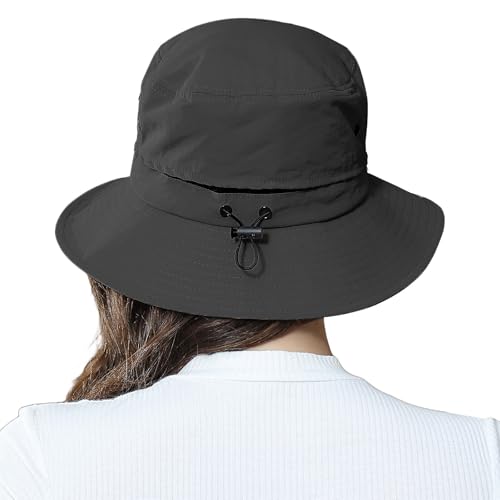 Packable Bucket Hat for Women Waterproof UV Protection Sun Hat - color: Dark Black