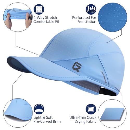 GADIEMKENSD Stretch Running Hat with Soft Brim, Quick Dry, Unstructured, Unisex-Adult - color: Sky Blue