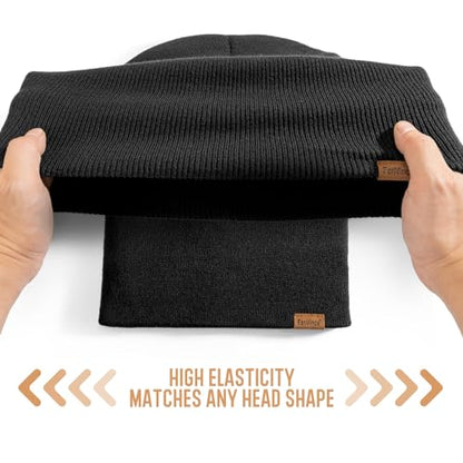 Beanie for Men Winter Thermal Cuffed Knit Hat Warm Gifts Womens Beanies - color: Black