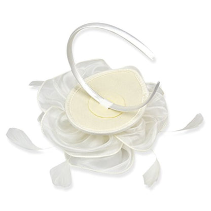AQOKKA Women Fascinators Hats Flower Fascinators with Headband and Clip Tea Party Headwear for Women and Girls - color: 8.2" Diameter / White