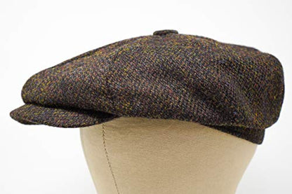 Lomond Newsboy Cap - 100% Handwoven Wool - Harris Tweed - Water Resistant - color: Coffee, size: Medium