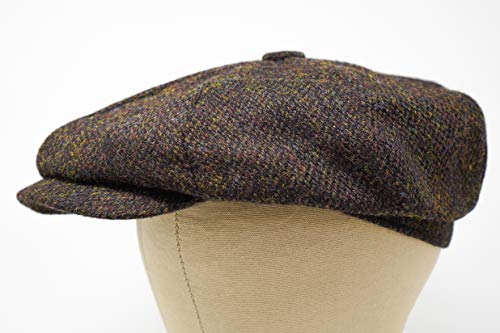 Lomond Newsboy Cap - 100% Handwoven Wool - Harris Tweed - Water Resistant - color: Coffee, size: Medium