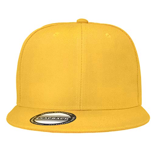 Falari Wholesale 12 Pack Snapback Hat Cap Hip Hop Style Flat Bill Blank Solid Color Adjustable Size - color: 12-pack Gold
