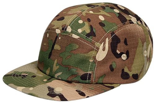COOLSOME Camo Hat 5 Panels Hats Camper Hunting Cap - color: L (7 1/2- 7 3/4)| Black+camo |Flat-brim