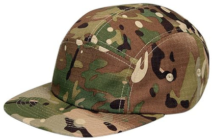 COOLSOME Camo Hat 5 Panels Hats Camper Hunting Cap - color: L (7 1/2- 7 3/4)| Black+camo |Flat-brim