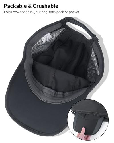GADIEMKENSD Quick Dry Running Hat, UPF50+, Cooling Breathable Mesh, Water-Repellent, Plain & Packable, Anti-Glare - color: Black
