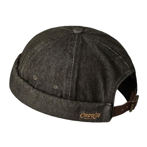Clakllie Cotton Docker Hat Brimless Hats for Men Retro Sailor Skullcap - color: Fma2503-taupe