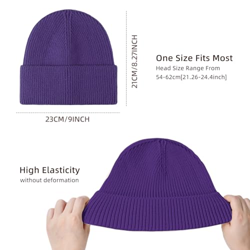 Beanie for Men Women Cuffed Thick Knitted Skull Cap Unisex Winter Hat - color: Deep Purple