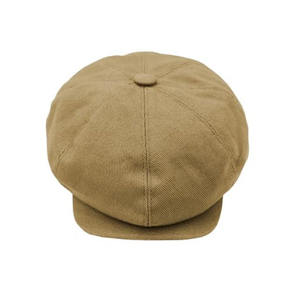 Newsboy Hats for Men Flat Cap Cotton Caps for Men Classic 8 Panel Ivy Hat Driver Cap for Women (Cotton, Denim) - color: Khaki