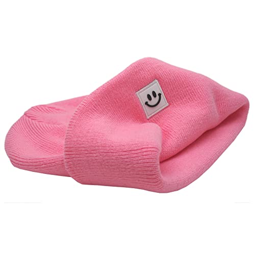 55cube Unisex Winter Beanie Hats Warm Thick Knit Cuffed Skullcaps - color: Solid Pink