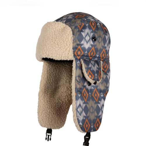 S A Soul of Adventure Winter Hat for Men & Women | Ushanka Russian Hat | Faux Fur Hat with Ear Flap - color: Chevron Cowboy