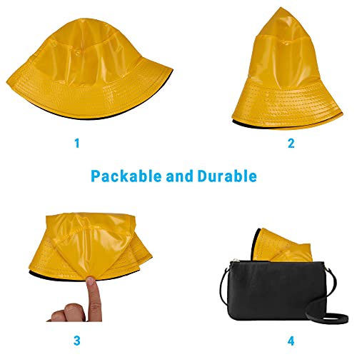 Reversible PU Leather Bucket Hats for Women Solid Color Double Wear Summer Hat Unisex - color: Yellow