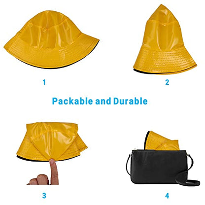 Reversible PU Leather Bucket Hats for Women Solid Color Double Wear Summer Hat Unisex - color: Yellow