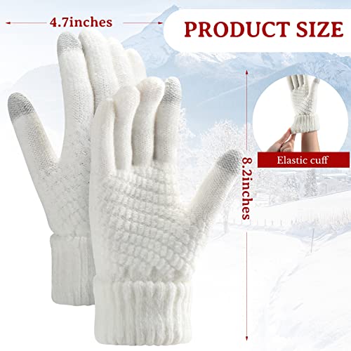 Kenning 4 Sets Winter Hat Gloves Women, Knit Beanie with Brim Touchscreen
