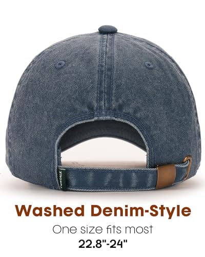 FURTALK Mountain Embroidery Baseball Cap Washed Denim-Style Dad Hat Distressed Unisex Golf Hat - color: Navy