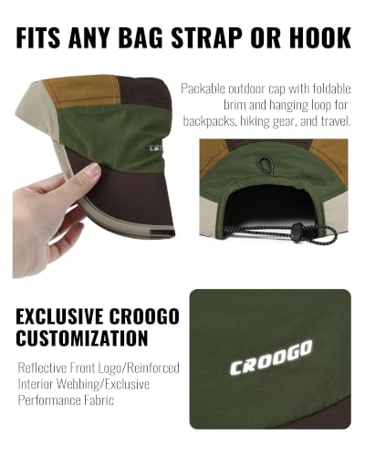 Croogo Running Cap Water Resistant Foldable Sports Hat - color: Black/Green