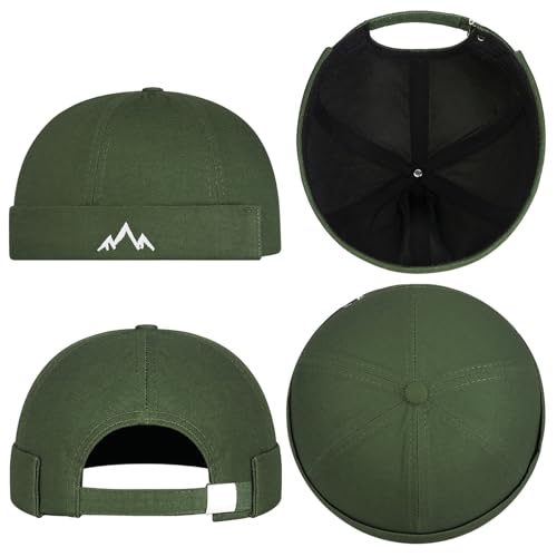 Outdoor Brimless Hat for Men Women, Adjustable Rolled Cuff Skull Cap - color: 2#army Green