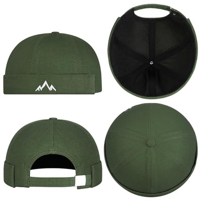 Outdoor Brimless Hat for Men Women, Adjustable Rolled Cuff Skull Cap - color: 2#army Green