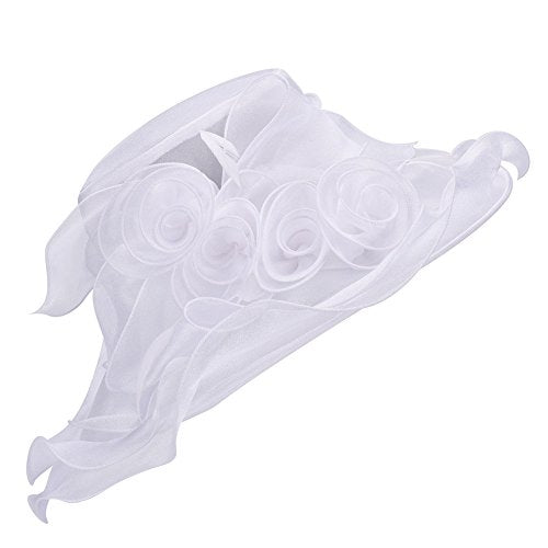Lawliet Womens Flower Wedding Occasion Wide Brim Church Dress Sun Hat A341 - color: White, size: One Size