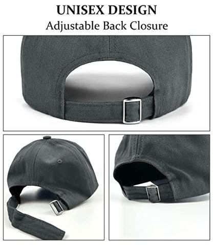 3 Pack Unisex Cotton Baseball Cap Adjustable Unconstructed Plain Sport Dad Golf Hat for Men and Women - color: Black+grey+khaki