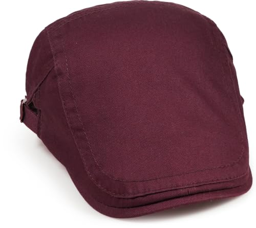 Initlove Mens Newsboy Cap Cotton Ivy Hat Beret Hats for Driving - color: B Wine Red
