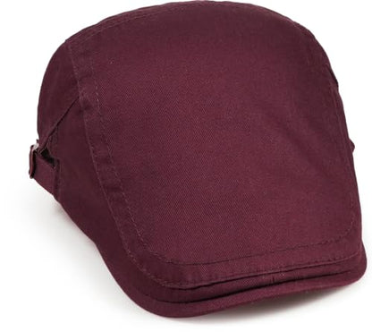 Initlove Mens Newsboy Cap Cotton Ivy Hat Beret Hats for Driving - color: B Wine Red