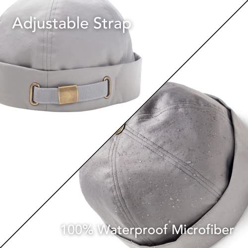 Hairbrella Brimless Docker Rain Hat for Men, Beanie, Satin-Lined Cap, Adjustable, Unisex Waterproof Hat, Cuff - color: Paloma, style: Classic