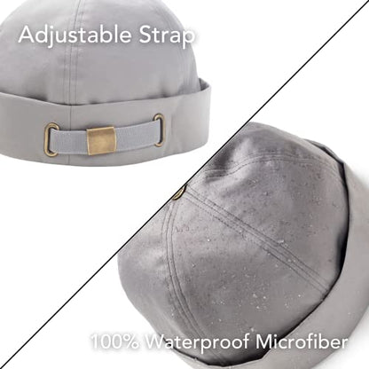 Hairbrella Brimless Docker Rain Hat for Men, Beanie, Satin-Lined Cap, Adjustable, Unisex Waterproof Hat, Cuff - color: Paloma, style: Classic