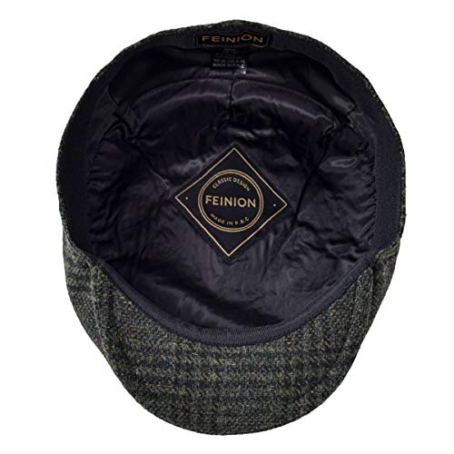 FEINION Men's Wool Tweed Newsboy Ivy Cap Gatsby Golf Flat Hat - color: Plaid Green, size: 7 1/4