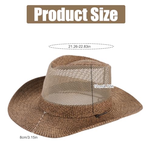 Wide Brim Straw Panama Hat Fedora Beach Sun Hat UPF50+ Unisex Fishing Hats - color: Brown