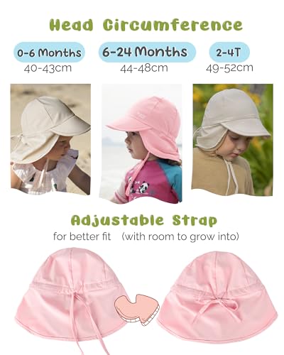 FURTALK Baby Sun Hat with Neck Flap UPF 50+ Toddler Quick Dry Swim Hat - color: Pink, size: 6-24 Months