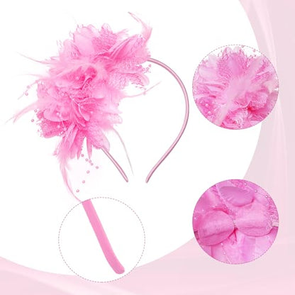Pistha Fascinators Hats for Women and Tea Party Gloves for Tea Party Dress - color: Pink