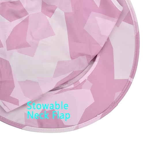 ZOORON Sun Hats for Men Women with Neck Flap Fishing UPF 50+ UV Protection - color: Camo Pink