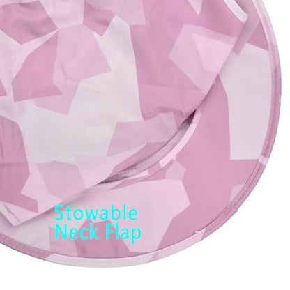 ZOORON Sun Hats for Men Women with Neck Flap Fishing UPF 50+ UV Protection - color: Camo Pink