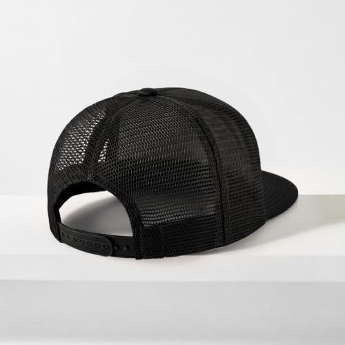 CHOK.LIDS Blank Foam Trucker Hat, Retro Mesh Rope Snapback Cap, Men Women - color: Flat Brim (Black)