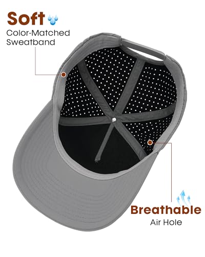 FURTALK Quick Dry Trucker Hat Breathable Laser Cut Mesh-Back Baseball Cap - color: Light Grey
