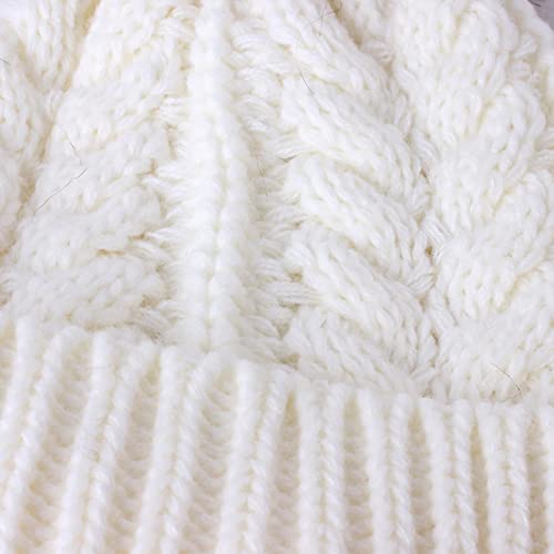 2PCS Parent-Child Knit Hat Family Matching Winter Warmer Hat Mother & Baby Crochet Beanie Ski Cap with Pom - color: White