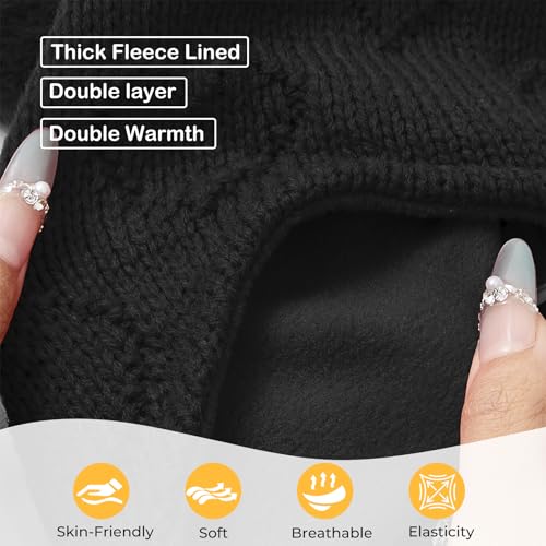 Durio Baby Winter Hat with Cute Pom Pom Earflap Warm Fleece Lining Baby Beanie for 6-24 Months Infant Toddler Boys and Girls - color: Black, size: 12-24 Months