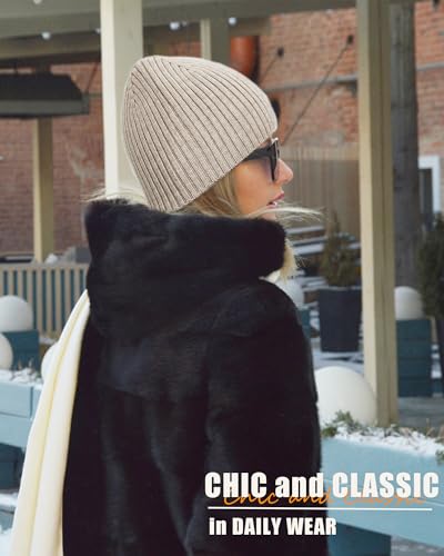 Wool Knit Beanie Hats for Men Women,Cuffless Winter Skull Caps - color: 1-white